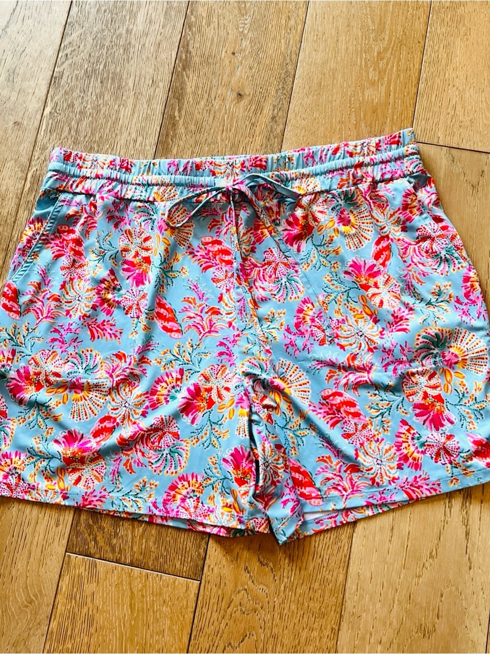 STELLA PARKER COLLECTION Shorts Pull-On Floral Blue/Pink X-LARGE